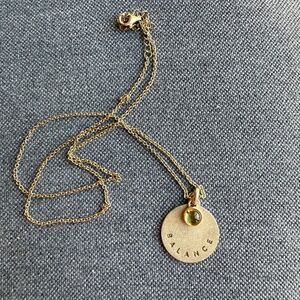 RARE Mejuri Peridot and Gold "Balance" Pendant Necklace